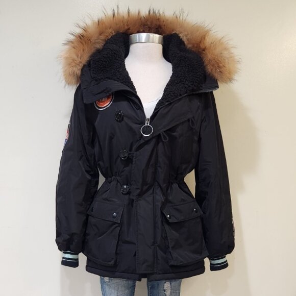 ๐ฅHOT ITEM!๐ฅMOUSSY Termolite Flight Patchwork Shearling/ Asiatic Racoon Parka - Picture 6 of 16